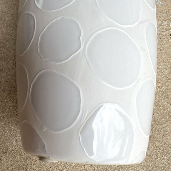 White Contrast High Gloss Circle Pattern on Matte Ceramic Tall Vase - Picture 11 of 15